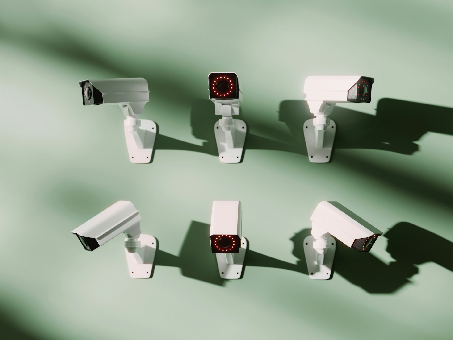 Technician installing Axis security camera